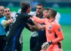 Vancouver Whitecaps forward Lucas Cavallini (centre) fights with Montreal Impact defender Luis Binks (5) during the second half of MLS soccer action in Vancouver, B.C., Sunday, September 13, 2020. THE CANADIAN PRESS/Jonathan Hayward