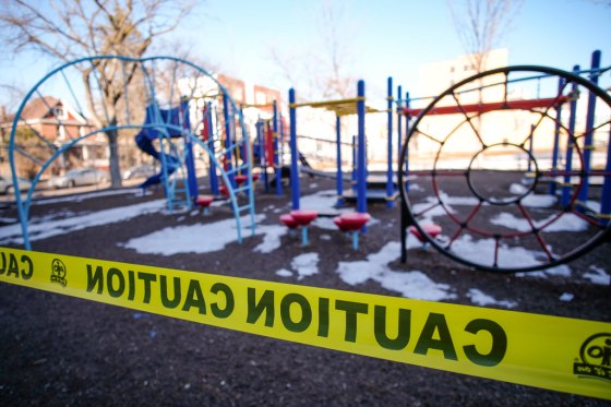 The yellow tape is coming down at school playgrounds across Winnipeg. (Daniel Crump / Winnipeg Free Press files)