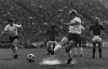 FILE - In this May 1, 1972 file photo German soccer star Uwe Seeler shoots a penalty during his farewell match in Hamburg, Germany. Former West Germany and Hamburger SV forward Uwe Seeler is to have an operation for a broken hip after a bad fall at home. (AP Photo/Helmuth Lohmann, file)