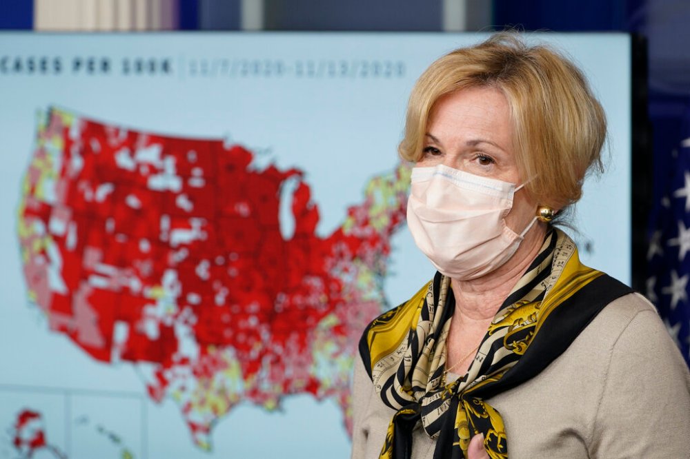 CP
White House Coronavirus Response Co-ordinator Dr. Deborah Birx said of the 40 states she had visited, North Dakota had the fewest number of people wearing masks. (Susan Walsh / The Associated Press)