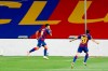 Barcelona's Luis Suarez celebrates scoring the opening goal during the Spanish La Liga soccer match between FC Barcelona and RCD Espanyol at the Camp Nou stadium in Barcelona, Spain, Wednesday, July 8, 2020. (AP Photo/Joan Monfort)