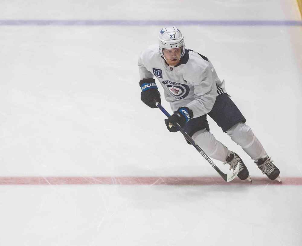 MIKE DEAL / WINNIPEG FREE PRESS
Winnipeg Jets forward Nikolaj Ehlers was absent from Wednesday’s practice for what is being referred to by the NHL as a COVID Protocol Related Absence but head coach Paul Maurice hadn’t ruled out the speedy winger for the season-opener against the Flames, Thursday.