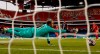 PSG's goalkeeper Keylor Navas reaches for the ball during the Champions League final soccer match between Paris Saint-Germain and Bayern Munich at the Luz stadium in Lisbon, Portugal, Sunday, Aug. 23, 2020.(Matthew Childs/Pool via AP)