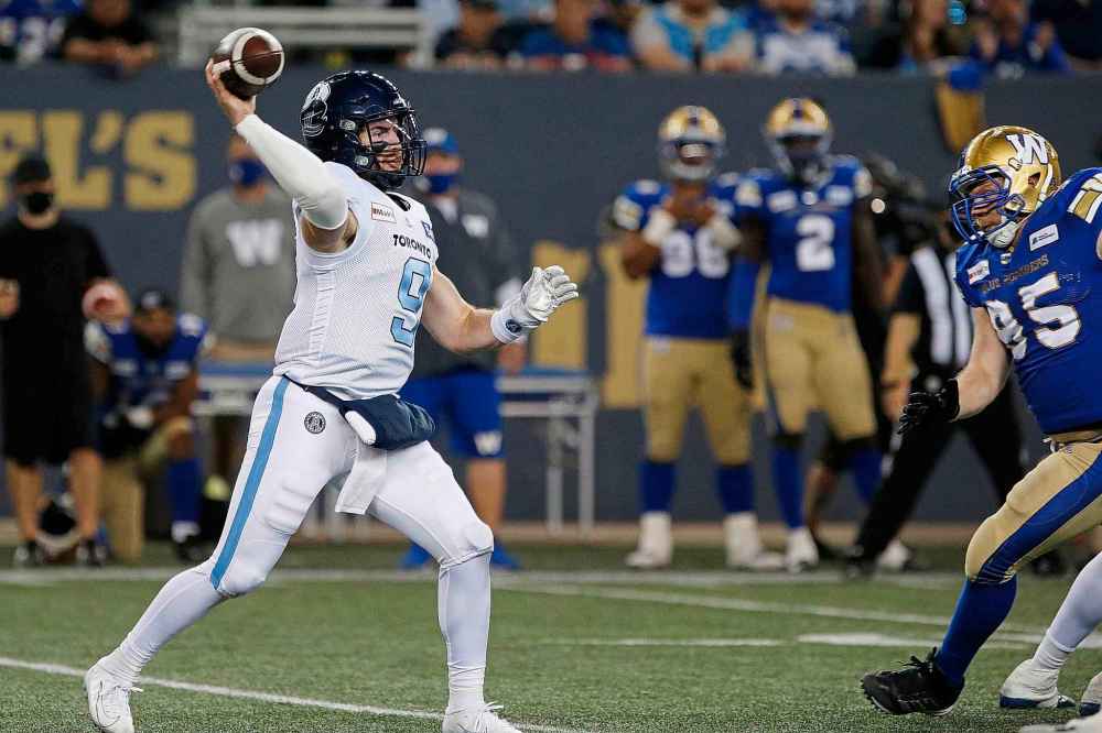 CP
Toronto Argonauts quarterback Nick Arbuckle is expected to be at the controls in the rematch against the Bombers this Saturday. (John Woods / The Canadian Press files)