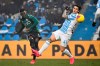 Bologna's Musa Barrow, left, scores his side's second goal during the Italian Serie A soccer match between Spal and Bologna at the Paolo Mazza stadium in Ferrara, Italy, Saturday, Jan. 25, 2020. (Massimo Paolone/LaPresse via AP)