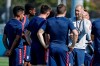 Gregg Berhalter, right, head coach of the U.S. Men's National Soccer team, instructs some of his players during drills Wednesday, Jan. 8, 2020, in Bradenton, Fla. The team moved its training camp from Qatar to Florida in the wake of Iran's top military commander being killed during a U.S. airstrike in the Middle East. (AP Photo/Chris O'Meara)
