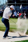 Jordan Spieth blasts from a sand trap on the ninth hole during the first round of the Arnold Palmer Invitational golf tournament Thursday, March 4, 2021, in Orlando, Fla. (AP Photo/John Raoux)