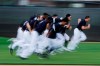 New York Yankees' pitchers run during A spring training baseball workout Thursday, Feb. 13, 2020, in Tampa, Fla. (AP Photo/Frank Franklin II)