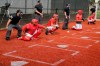 Philadelphia Phillies catchers work in the bullpen during a spring training baseball workout Friday, Feb. 14, 2020, in Clearwater, Fla. (AP Photo/Frank Franklin II)
