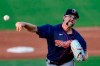 Minnesota Twins pitcher Randy Dobnak throws during the first inning of the team's spring training baseball game against the Boston Red Sox on Thursday, March 25, 2021, in Fort Myers, Fla. (AP Photo/John Bazemore)