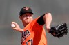 Baltimore Orioles starting pitcher Alex Cobb (17) throws during spring training baseball, Saturday, Feb. 15, 2020, in Sarasota, Fla. (AP Photo/John Bazemore)