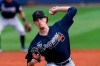 Atlanta Braves starting pitcher Max Fried (54) works against the Tampa Bay Rays in the first inning of a spring training baseball game Sunday, March 21, 2021, in Port Charlotte, Fla. (AP Photo/John Bazemore)