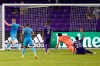 New York City FC midfielder Keaton Parks, far left, score a goal against Orlando City during the first half of an MLS soccer match, Wednesday, Oct. 14, 2020, in Orlando, Fla. (AP Photo/John Raoux)