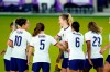 United States midfielder Samantha Mewis, center, celebrates after scoring a goal against Colombia on a penalty kick with teammates forward Carli Lloyd, defender Kelly O'Hara (5), forward Lynn Williams (6), and defender Catrina Macario (29) during the second half of an international friendly soccer match, Monday, Jan. 18, 2021, in Orlando, Fla. (AP Photo/John Raoux)