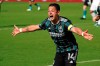 LA Galaxy forward Javier Hernandez (14) reacts after scoring a goal during the second half of an MLS soccer match against Inter Miami, Sunday, April 18, 2021, in Fort Lauderdale, Fla. (AP Photo/Lynne Sladky)