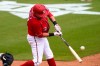 Washington Nationals Hernan Perez hits an RBI single to score Carter Kieboom and Luis Garcia during the sixth inning of a spring training baseball game against the New York Mets, Monday, March 8, 2021, in West Palm Beach, Fla. (AP Photo/Lynne Sladky)