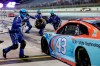 Bubba Wallace (43) makes a pit stop during a NASCAR Cup Series auto race Sunday, June 14, 2020, in Homestead, Fla. (AP Photo/Wilfredo Lee)