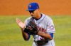 New York Mets relief pitcher Edwin Diaz reacts after getting the final out during the ninth inning of a baseball game against the Miami Marlins, Wednesday, Aug. 19, 2020, in Miami. The Mets won 5-3. (AP Photo/Lynne Sladky)