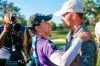 Austin Ernsts celebrates her win with her fiancé Jason Dods during the final round of the LPGA golf tournament in Ocala, Fla., Sunday, March 7, 2021. (Alan Youngblood/Ocala Star-Banner via AP)