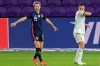 United States forward Megan Rapinoe (15) celebrates after scoring a goal in front of Argentina midfielder Vanesa Santana, right, during the first half of a SheBelieves Cup women's soccer match, Wednesday, Feb. 24, 2021, in Orlando, Fla. (AP Photo/Phelan M. Ebenhack)