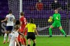 Canada goalkeeper Stephanie Labbe (1) blocks a shot during the first half of a SheBelieves Cup women's soccer match against the United States, Thursday, Feb. 18, 2021, in Orlando, Fla. (AP Photo/Phelan M. Ebenhack)