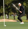 Jessica Korda watches her putt on the 17th hole during the first round of the LPGA Pelican Women's Championship golf tournament at Pelican Golf Club, Thursday, Nov. 19 2020, Belleair, Fla. (Scott Keeler/Tampa Bay Times via AP)