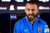 FILE - In this Monday, July. 29, 2019 file photo, Daniele De Rossi speaks during a press conference in Buenos Aires, Argentina. World Cup winner Daniele De Rossi will begin his coaching career this weekend after joining the staff of Italy coach Roberto Mancini on Thursday, March 18, 2021. The Italian Football Association said De Rossi signed a contract on Thursday and will meet with the squad on Sunday at the national team's headquarters in Coverciano for coming World Cup qualifiers against Northern Ireland, Bulgaria and Lithuania. (AP Photo/Tomas F. Cuesta, File)