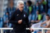 Atalanta's head coach Gian Piero Gasperini reacts after getting a red card during the Serie A soccer match between Atalanta and Sassuolo at the Gewiss Stadium in Bergamo, Italy, Sunday, June 21, 2020. Atalanta is playing its first match in Bergamo since easing of lockdown measures, in the area that has been the epicenter of the hardest-hit province of Italy's hardest-hit region, Lombardy, the site of hundreds of COVID-19 deaths. (AP Photo/Luca Bruno)