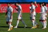 Real Madrid's Karim Benzema, second left, jubilates with teammates after scoring his side's second goal during the Spanish La Liga soccer match between Real Madrid and Huesca at Alfredo di Stefano stadium in Madrid, Spain, Saturday, Oct. 31, 2020. Benzema scored twice in Real Madrid's 4-1 victory. (AP Photo/Manu Fernandez)