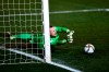 Barcelona's goalkeeper Marc-Andre ter Stegen makes a save in a penalty shootout during Spanish Super Cup semi final soccer match between Barcelona and Real Sociedad at Nuevo Arcangel stadium in Cordoba, Spain, Wednesday, Jan. 13, 2021. Barcelona will play the final after defeating Real Sociedad 3-2 in a penalty shootout after the game ended 1-1. (AP Photo/Francisco Seco)