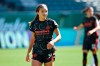 In this photo provided by the Portland Thorns, Portland Thorns' Sophia Smith looks on during an NWSL soccer match against Utah on Sunday, Sept. 20, 2020, in Portland, Ore. The No. 1 pick in the National Women's Soccer League draft and U.S. national team prospect, Smith comes from a family of basketball players — and it was just assumed she'd head in the same direction. Turned out Smith was right to choose soccer. It paved her way to Stanford, and now to a career in the NWSL. (Craig Mitchelldyer/Portland Thorns via AP)