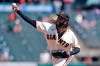 San Francisco Giants pitcher Johnny Cueto throws during the first inning of a baseball game against the Cincinnati Reds in San Francisco, Wednesday, April 14, 2021. (AP Photo/Jeff Chiu)