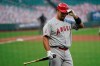 Los Angeles Angels' Albert Pujols walks to the dugout after striking out against the San Francisco Giants during the second inning of a baseball game in San Francisco, Wednesday, Aug. 19, 2020. (AP Photo/Jeff Chiu)