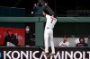 San Francisco Giants infielder Mauricio Dubón (1) leaps in vain for a two-run home run hit by Cincinnati Reds' Jesse Winker during the third inning of a baseball game, Monday, April 12, 2021, in San Francisco, Calif. (AP Photo/D. Ross Cameron)