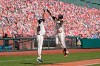 San Francisco Giants' Mauricio Dubon, right, is greeted by third base coach Ron Wotus after hitting a home run off San Diego Padres starting pitcher Adrian Morejon in the second inning of a baseball game Sunday, Sept. 27, 2020, in San Francisco. (AP Photo/Eric Risberg)