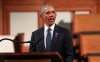 FILE - In this July 30, 2020, file photo, former President Barack Obama, addresses the service during the funeral for the late Rep. John Lewis, D-Ga., at Ebenezer Baptist Church in Atlanta. Obama is returning to Philadelphia for his first in-person 2020 campaign event for Joe Biden. (Alyssa Pointer/Atlanta Journal-Constitution via AP, Pool)