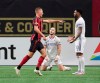 Atlanta United forward Adam Jahn reacts after scoring a goal against FC Cincinnati during the 8th minute in an MLS match Sunday, Nov 1, 2020, in Atlanta. (Curtis Compton/Atlanta Journal-Constitution via AP)
