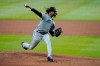 Miami Marlins starting pitcher Jose Urena delivers in the first inning of the team's baseball game against the Atlanta Braves on Tuesday, Sept. 22, 2020, in Atlanta. (AP Photo/Brynn Anderson)