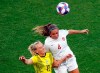 Sweden's Stina Blackstenius vies for the ball with Canada's Shelina Zadorsky, right, during the Women's World Cup round of 16 soccer match between Sweden and Canada at the Parc des Princes in Paris, France, Monday, June 24, 2019. Canadian international defender Shelina Zadorsky made her debut for Tottenham Hotspur on Sunday in a 1-0 loss at Everton in FA Women's Super League play. THE CANADIAN PRESS/AP, Michel Euler