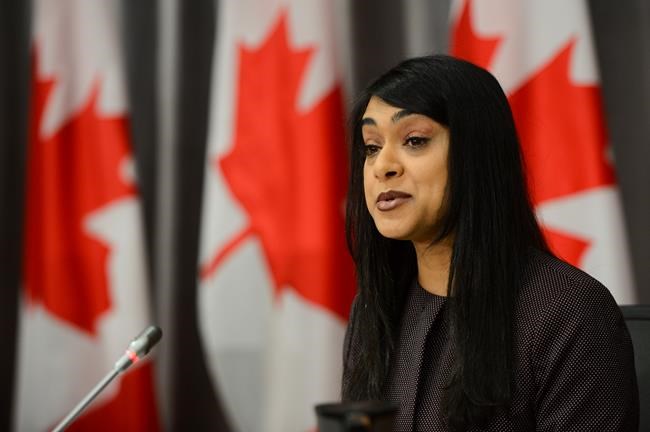 Youth Minister Bardish Chagger says the WE organization won't manage the federal government's $900-million program to pay students and fresh graduates for volunteer work this summer. Minister of Diversity and Inclusion and Youth Bardish Chagger speaks during a press conference on Parliament Hill amid the COVID-19 pandemic in Ottawa on Thursday, June 25, 2020. THE CANADIAN PRESS/Sean Kilpatrick