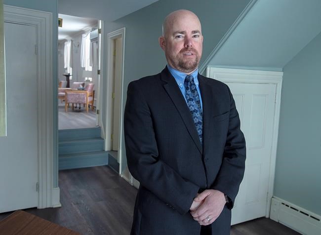 Alan MacLeod Jr., a funeral director at his family-owned Ettinger Funeral Home in Shubenacadie, N.S. is seen on Friday, March 27, 2020. With the COVID-19 pandemic, some funeral homes are limiting services to five people and others are turning to digital options, similar to what churches are doing. THE CANADIAN PRESS/Andrew Vaughan