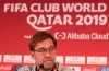 Liverpool's manager Jurgen Klopp speaks during a press conference in Doha, Qatar, Tuesday, Dec. 17, 2019. Liverpool will play the Club World Cup semifinal soccer match against Monterrey in Doha on December 18. (AP Photo/Hassan Ammar)