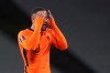 Netherlands' Memphis Depay reacts after a missed scoring opportunity during the World Cup 2022 group G qualifying soccer match between Turkey and Netherlands at the Ataturk Olimpiyat Stadium in Istanbul, Turkey, Wednesday, March 24, 2021. (Tolga Bozoglu/Pool Photo via AP)