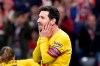 Barcelona's Lionel Messi reacts after a missed scoring opportunity during the Spanish Copa del Rey, quarter final, soccer match between Athletic Bilbao and Barcelona at San Mames stadium in Bilbao, Spain, Thursday, Feb. 6, 2020. (AP Photo/Alvaro Barrientos)