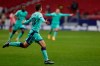 Levante's Jorge de Frutos celebrates after scoring his side's second goal during the Spanish La Liga soccer match between Atletico Madrid and Levante at the Wanda Metropolitano stadium in Madrid, Spain, Saturday, Feb. 20, 2021. (AP Photo/Manu Fernandez)