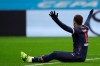 PSG's Neymar reacts to the referee Benoit Bastien as he claims a foul after a challenge by Marseille's Alvaro during the French League One soccer match between Olympique de Marseille and Paris Saint-Germain at the Velodrome stadium in Marseille, southern France, Sunday, Feb. 7, 2021. (AP Photo/Daniel Cole)