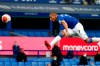 Everton's Richarlison scores his side's opening goal during the English Premier League soccer match between Everton and Southampton at Goodison Park in Liverpool, England, Thursday, July 9, 2020. (Clive Brunskill/Pool via AP)