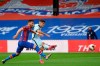 Chelsea's Christian Pulisic, right, scores his side's second goal past Crystal Palace's Joel Ward during the English Premier League soccer match between Crystal Palace and Burnley at Selhurst Park, in London, England, Tuesday, July 7, 2020. (Justin Setterfield/Pool via AP)