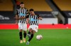 Newcastle's Jacob Murphy scores his side's opening goal during the English Premier League soccer match between Wolves and Newcastle United at Molineux Stadium in Wolverhampton, England, Sunday, Oct. 25, 2020. (Nick Potts/Pool Photo via AP)