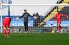Liverpool's goalkeeper Alisson, center, gestures after Leicester's Jamie Vardy scores his side's second goal during the English Premier League soccer match between Leicester City and Liverpool at the King Power Stadium in Leicester, England, Saturday, Feb. 13, 2021. (Michael Regan/Pool Photo via AP)